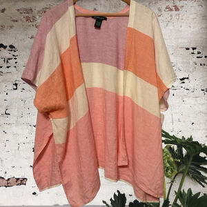 Faith & Zoe linen Kimono in cream,Pink,lavender & tangerine ONE SIZE